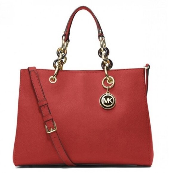Michael Kors Red Cynthia Satchel Handbag Rare - Picture 1 of 12